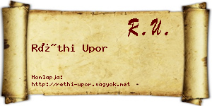 Réthi Upor névjegykártya